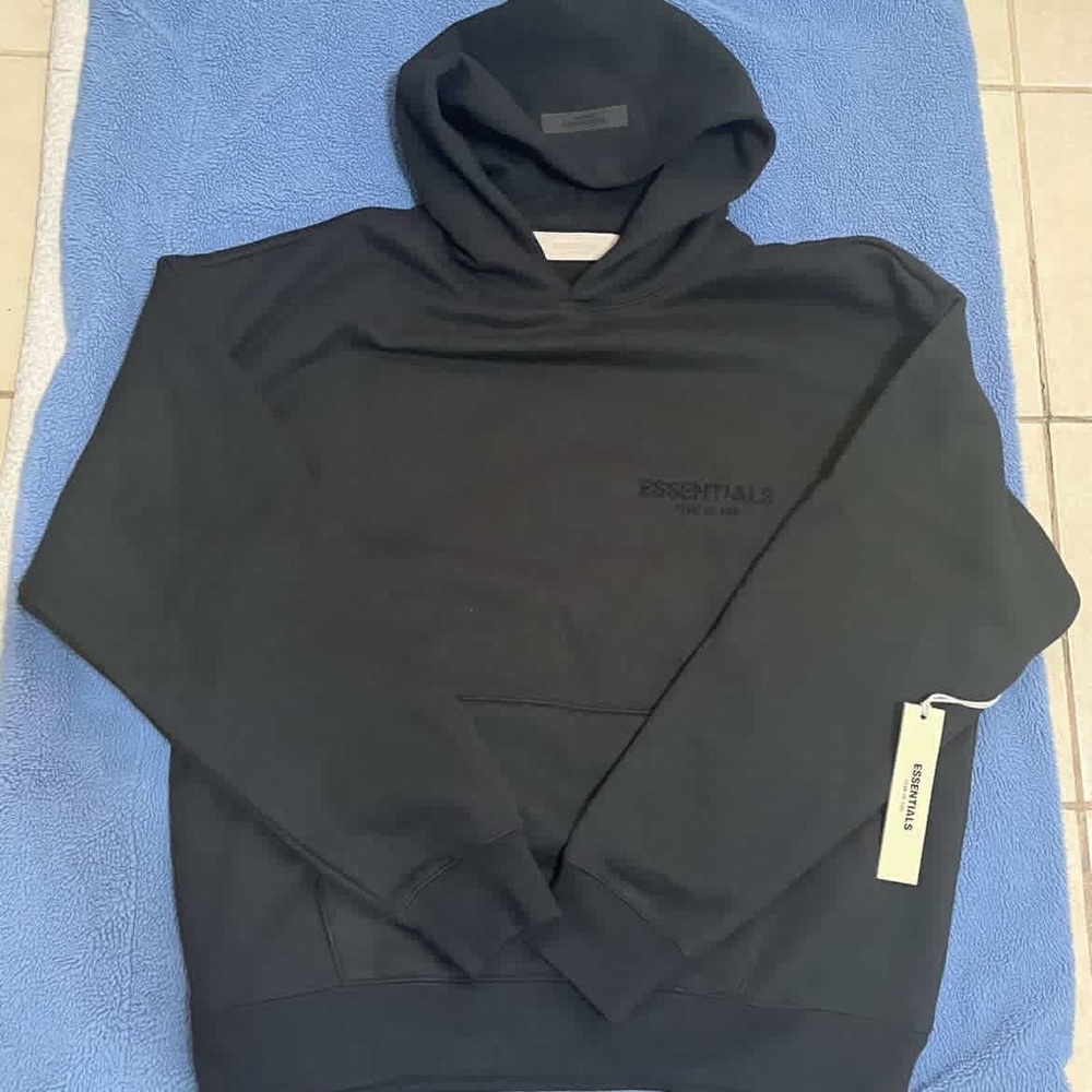 Essentials Men’s Black Logo Pullover Hoodie